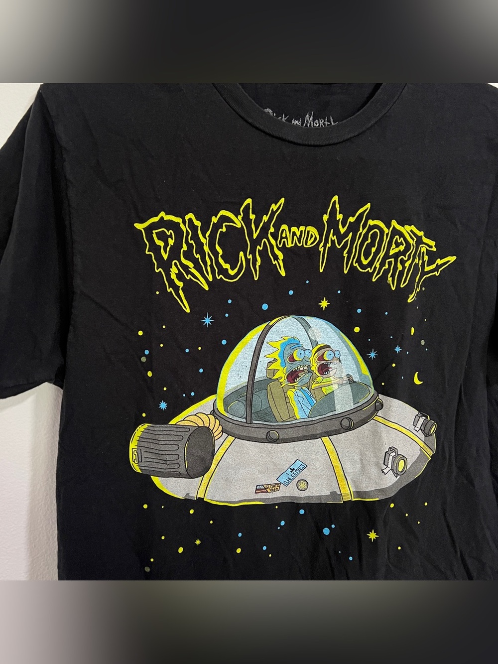 Rick and Morty Spaceship Graphic Black Tee
